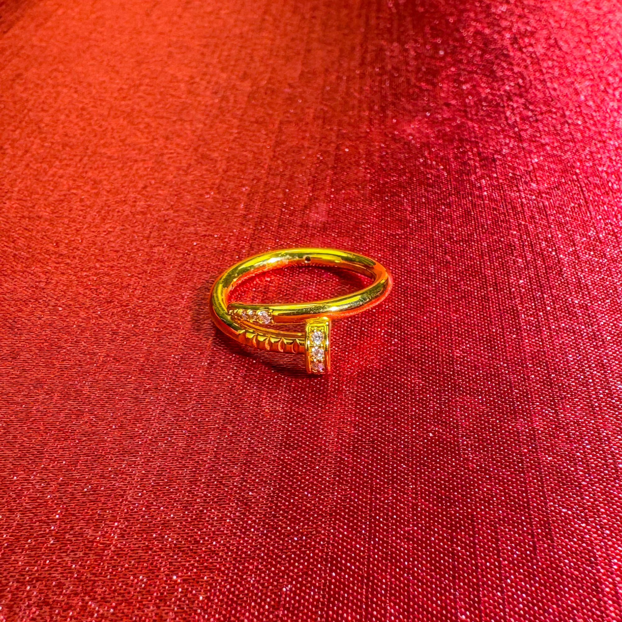 足金999【镶嵌钉子戒指 】轻奢小众黄金招财纳福真金精美送礼戒指