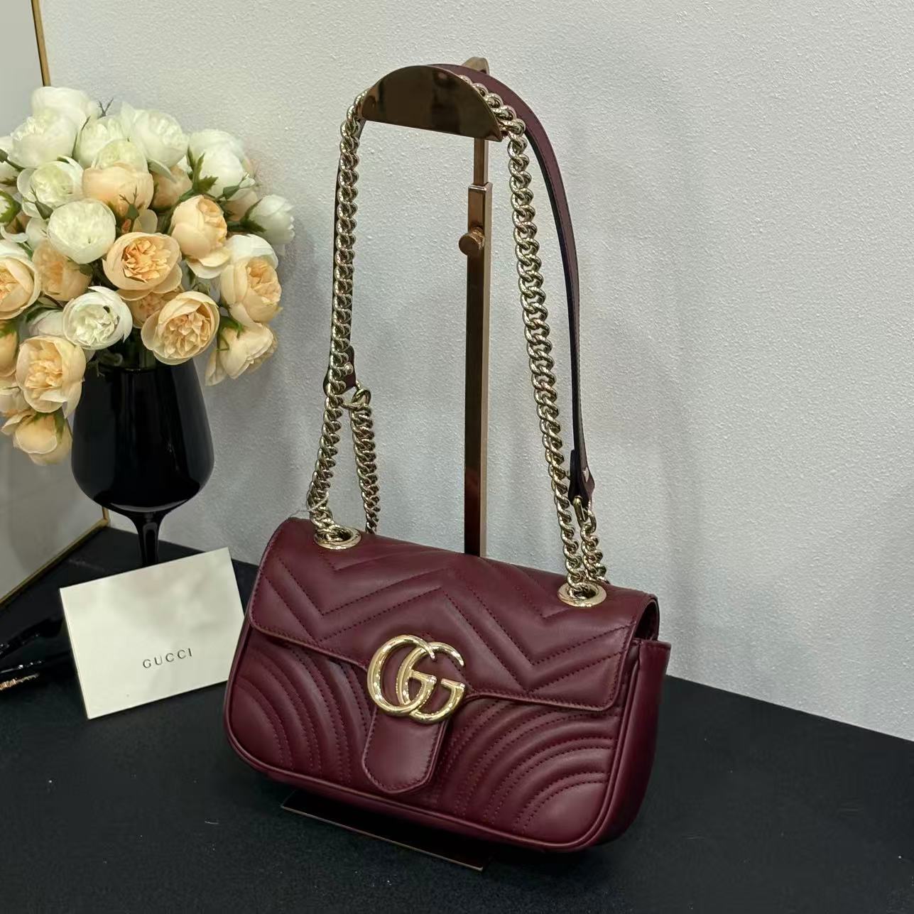 未使用 GUCCI/古驰 壹所奢品/UCCI 马蒙22 安格拉红 闲置 新款