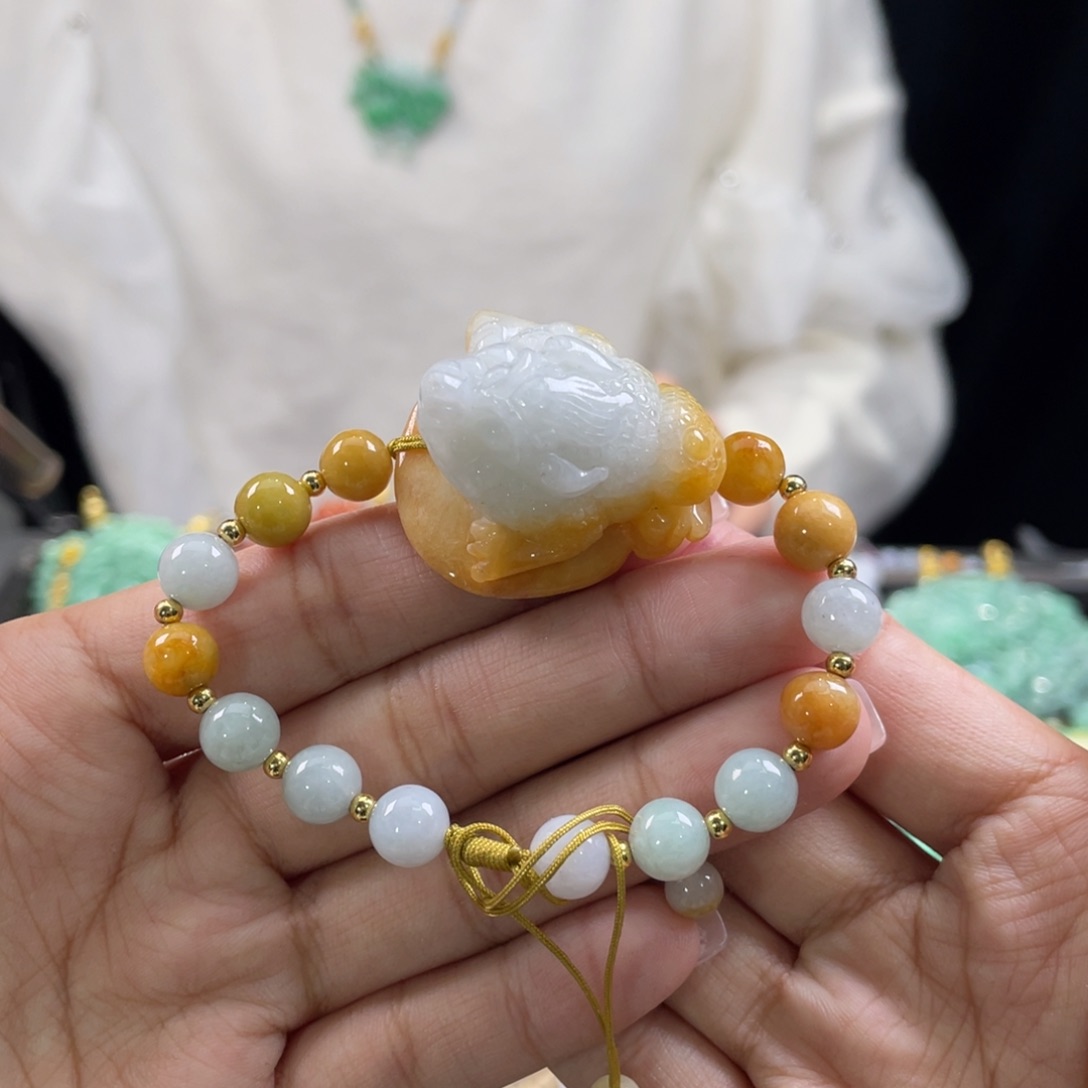 翡翠手链未镶嵌代编织