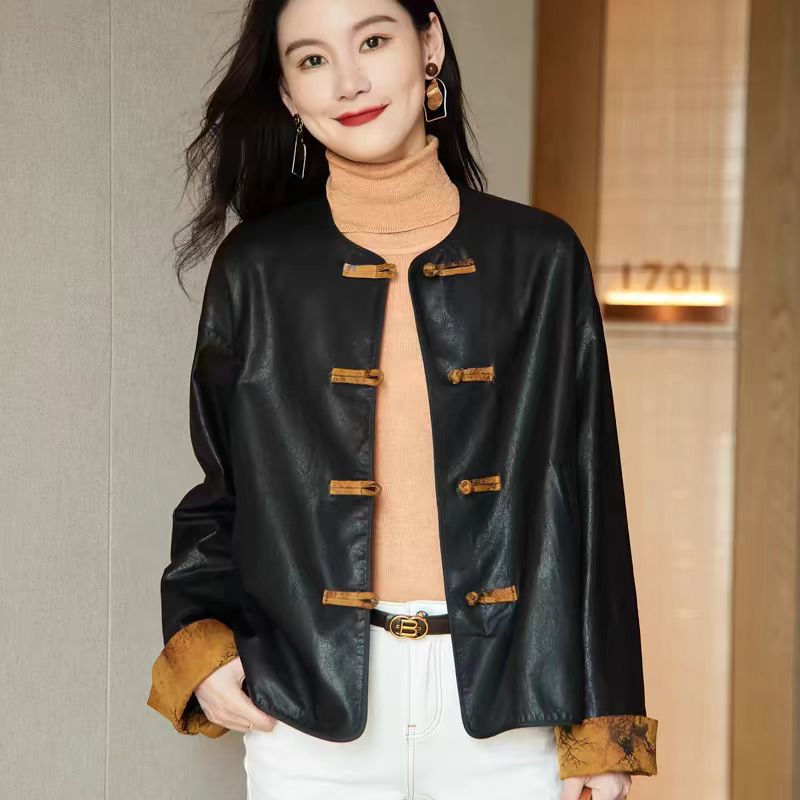 【品牌订单】海宁皮衣设计师款中国风皮衣外套-602