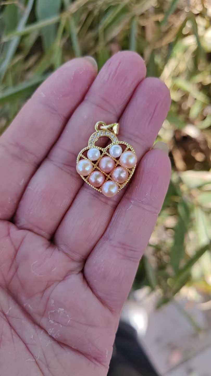 淡水珍珠银镀金吊坠