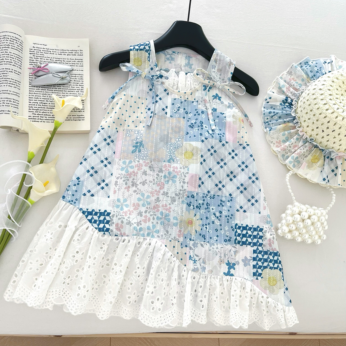 【玻璃罐】女女宝连衣裙吊带型印花无袖B类洋气夏季碎花SC40225