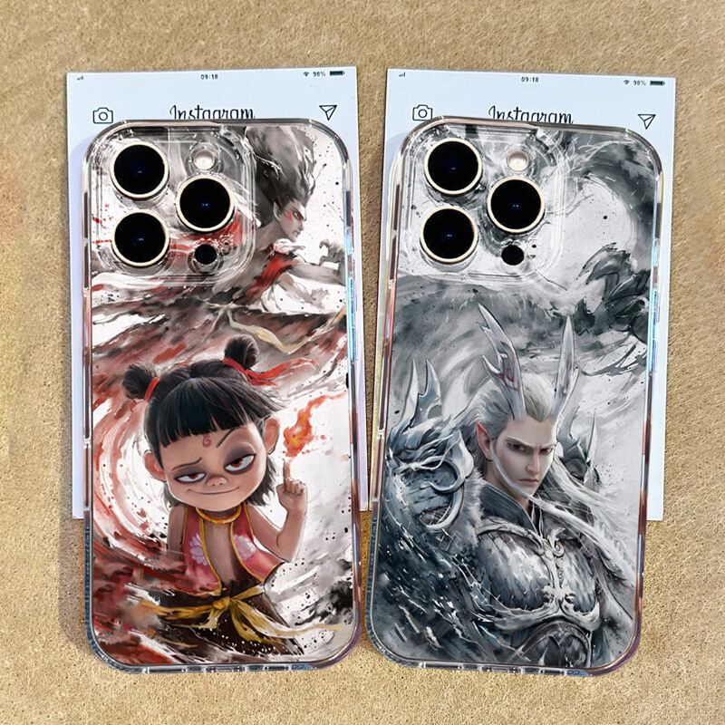 哪吒脑海适用苹果16手机壳iPhone14pro透明15防摔12卡通软保护套