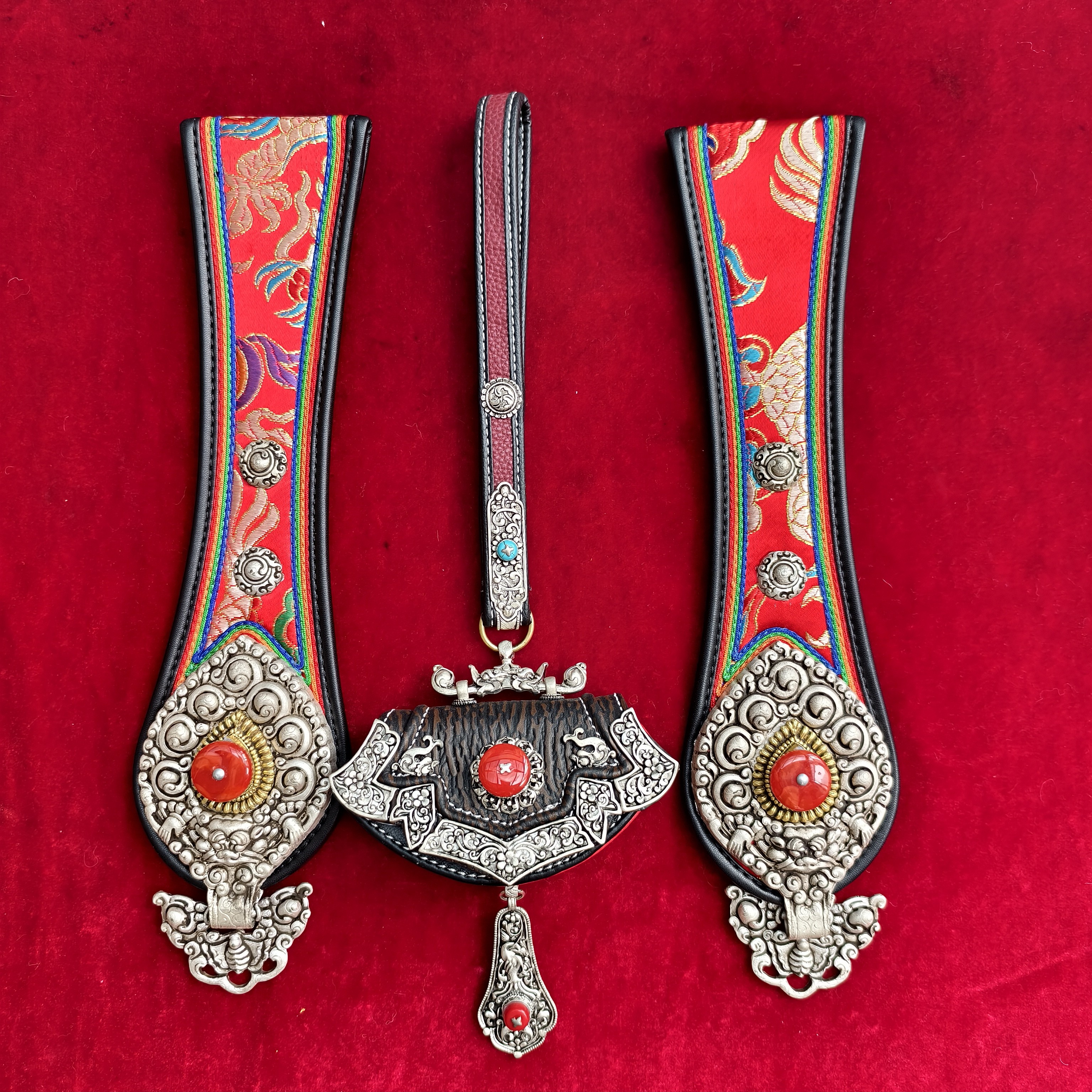 新款女士藏族特色手工白铜加银腰链挂件简约时尚百搭三件精致小巧