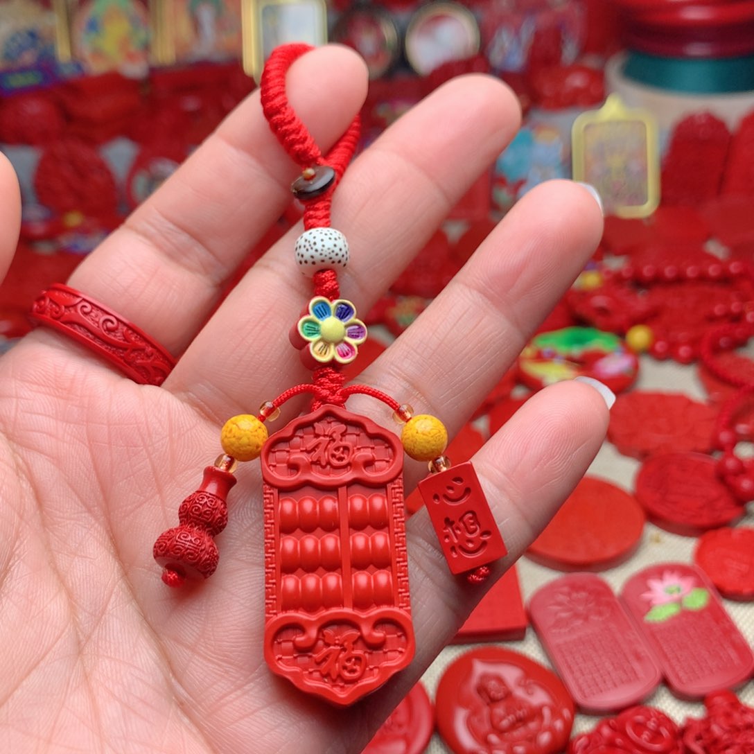 天然辰砂工艺品朱砂钥匙扣包包挂