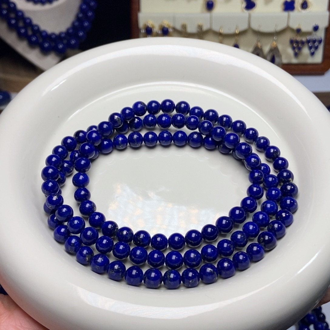 青金石未镶嵌老矿 多金6.5mm+108佛珠