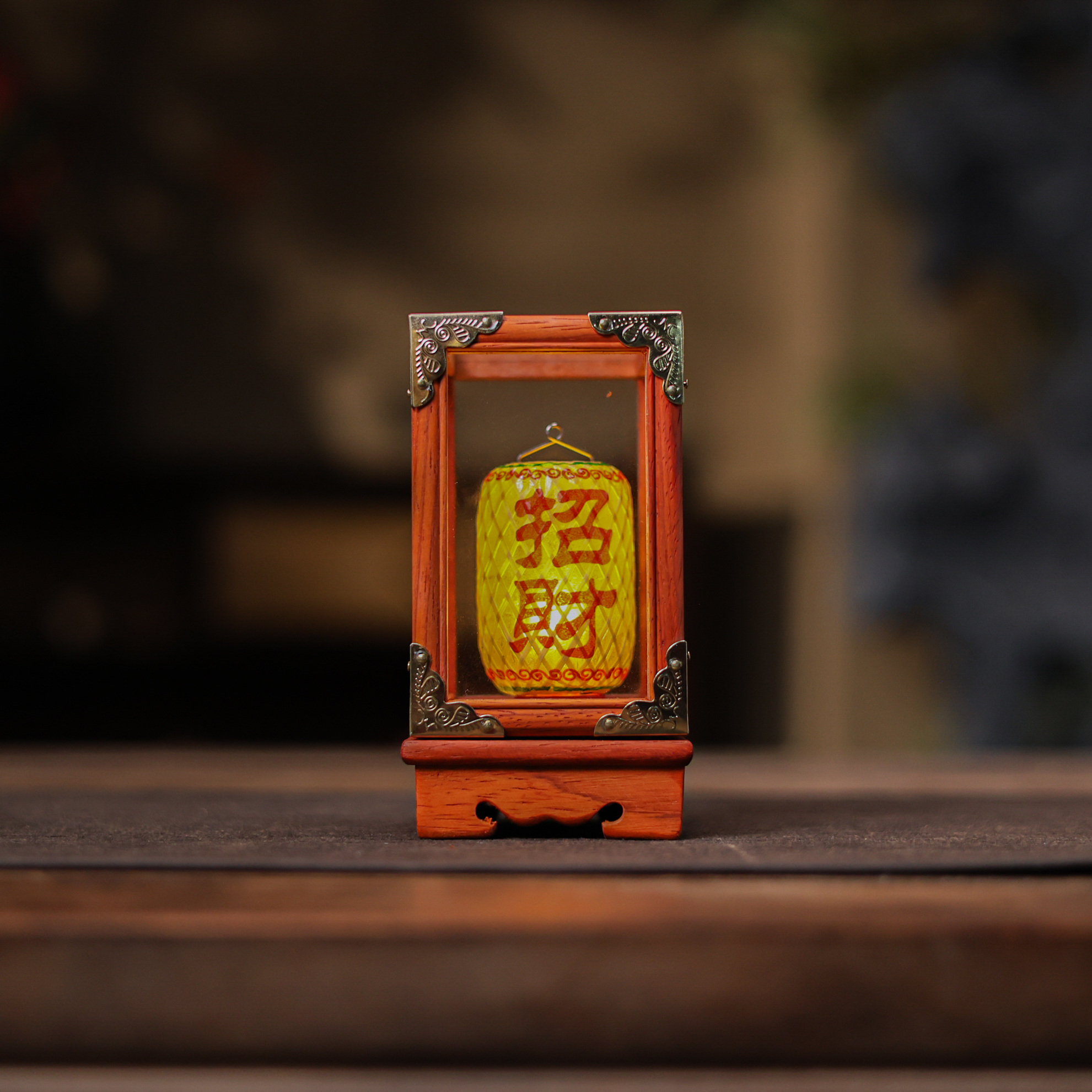 【悦生活】手工竹编油纸灯笼迷你玻璃罩（Q9416）