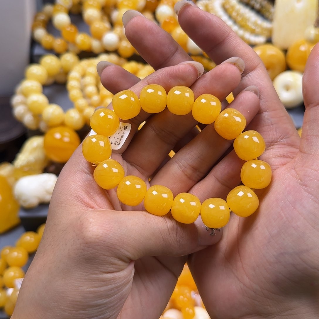 琥珀珠宝奇石未镶嵌同料14mm