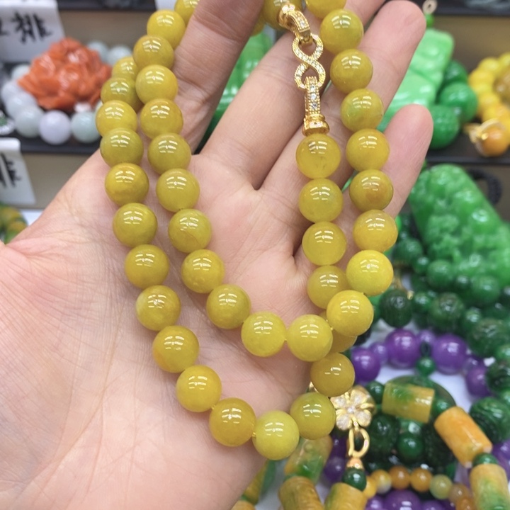 次***央翡翠未镶嵌手链项链76