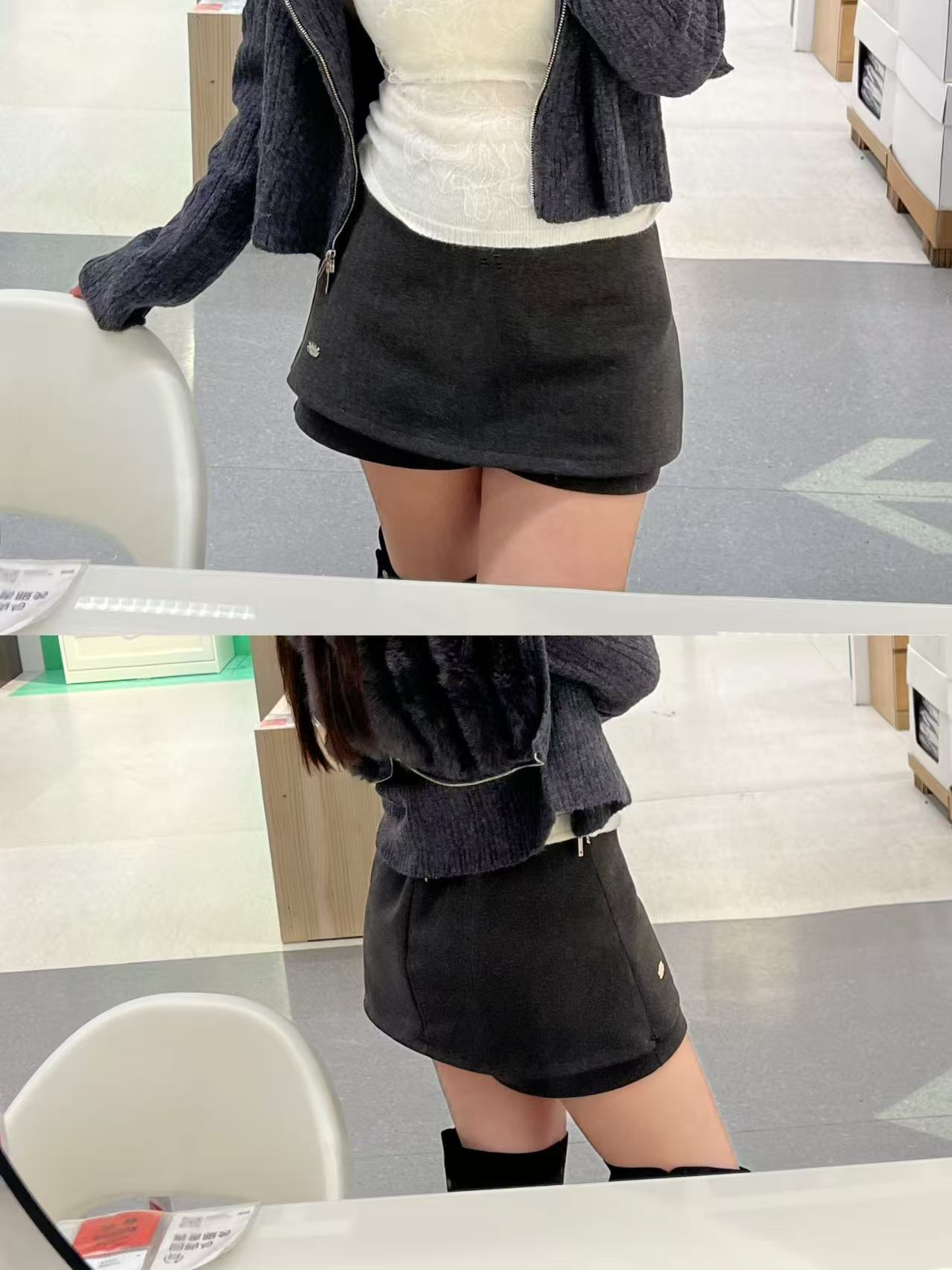 高智通勤防走光半身裙秋冬新款高腰显瘦A字裙包臀裙25SK12004