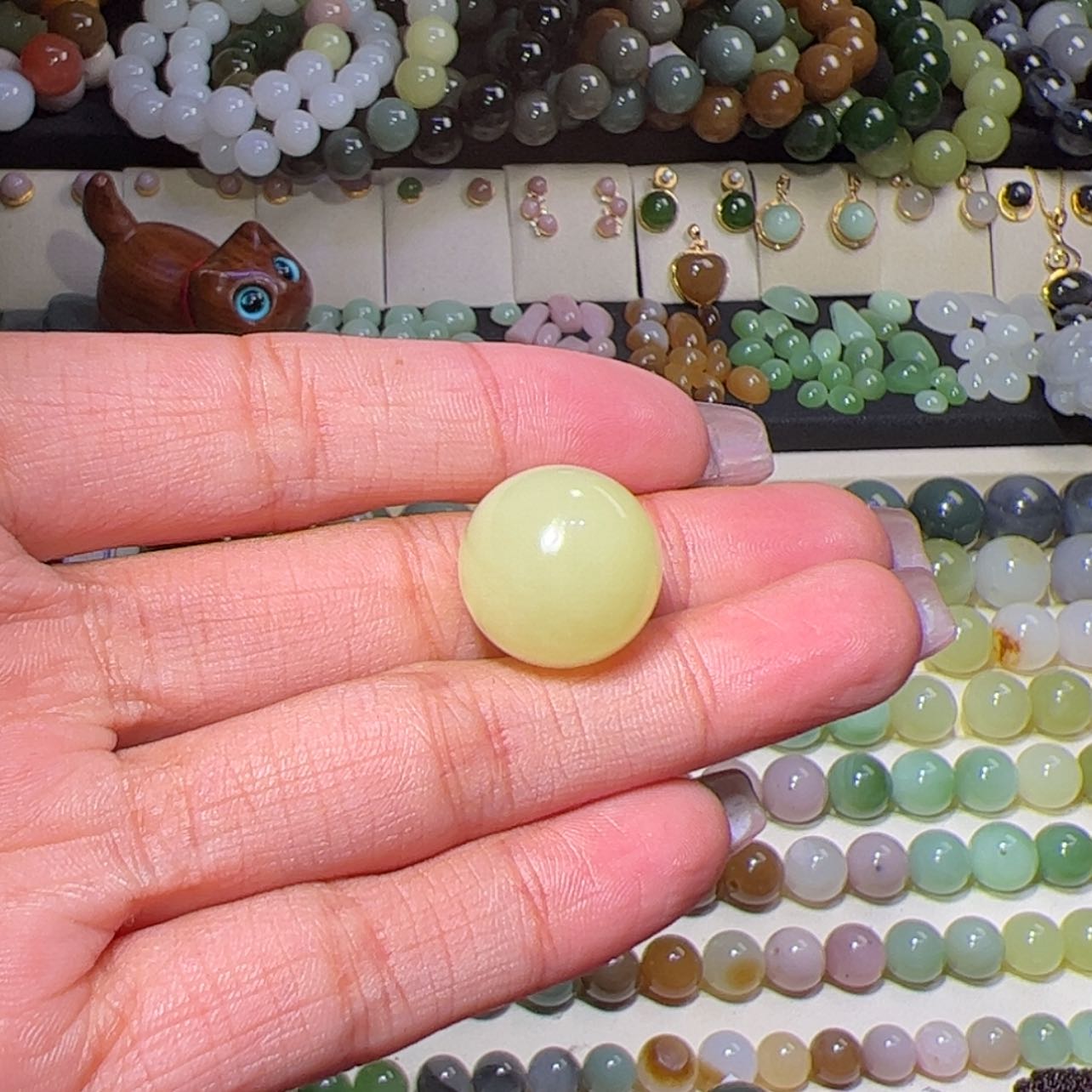 【闪购商品】和田玉单珠未镶嵌黄口16mm