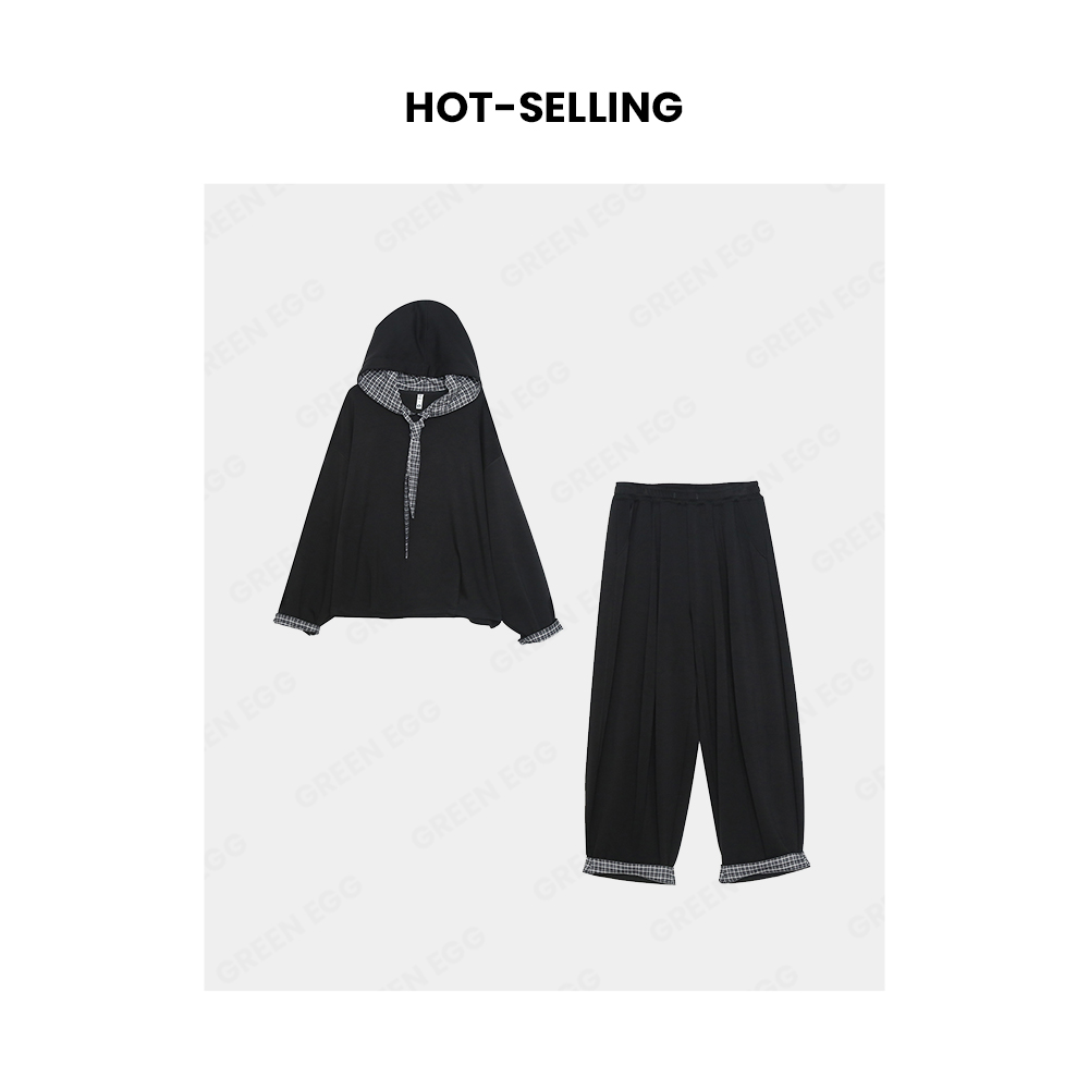 【年末大清清】W1409韩版学院风减龄卫衣套装 宽松阔腿裤两件套