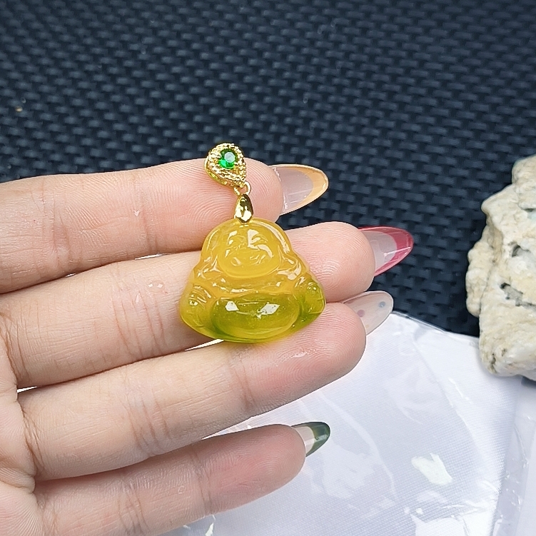 （聚宝严选））D401黄绿小佛公吊坠妈妈款精致精美百搭时尚
