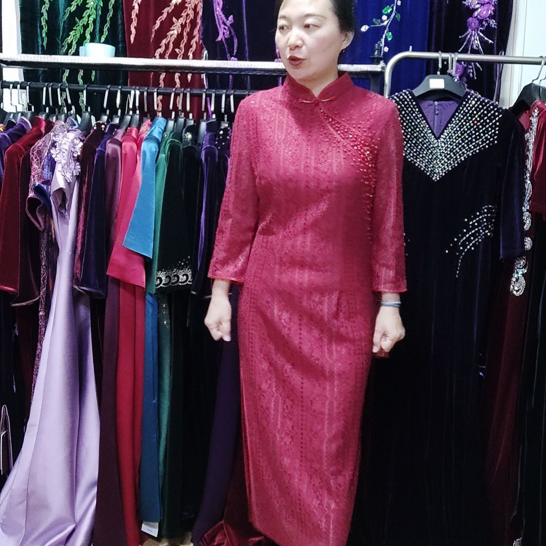 XL码旗袍蕾丝旗袍