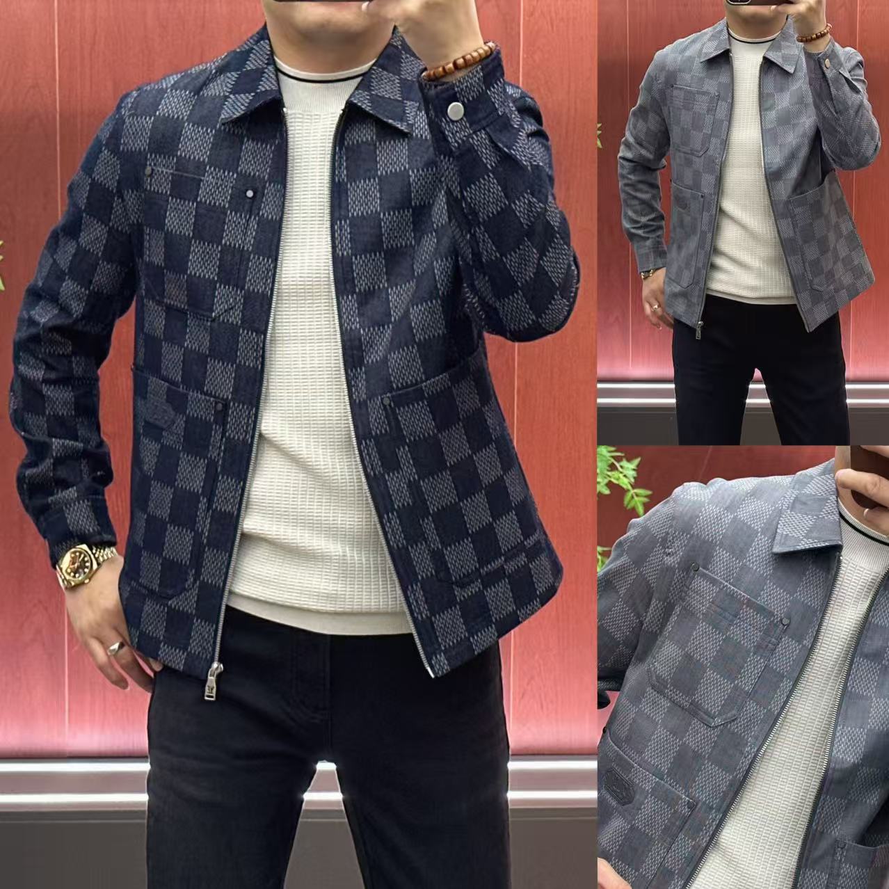 7183【杨会长】欧货定位棋盘格•棉➕莱塞尔复合面料水洗夹克外套•杰