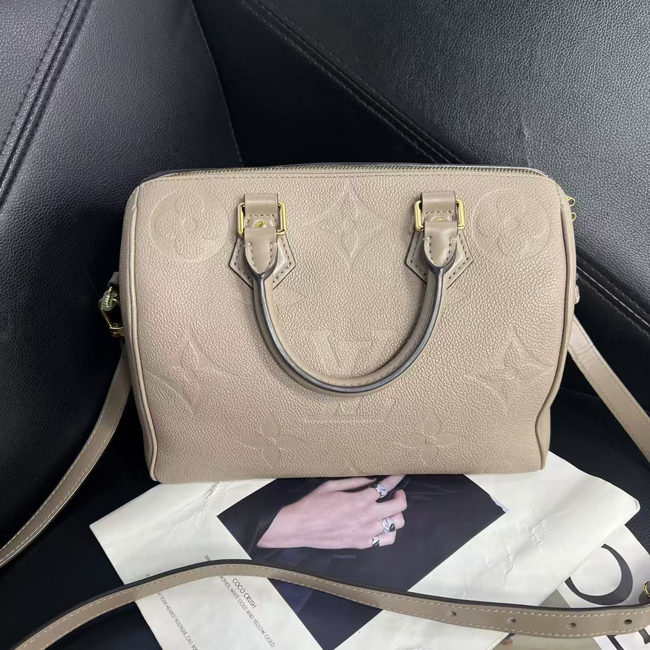 95新 LouisVuitton/路易威登 捐金沉珠/全皮speedy25单肩包