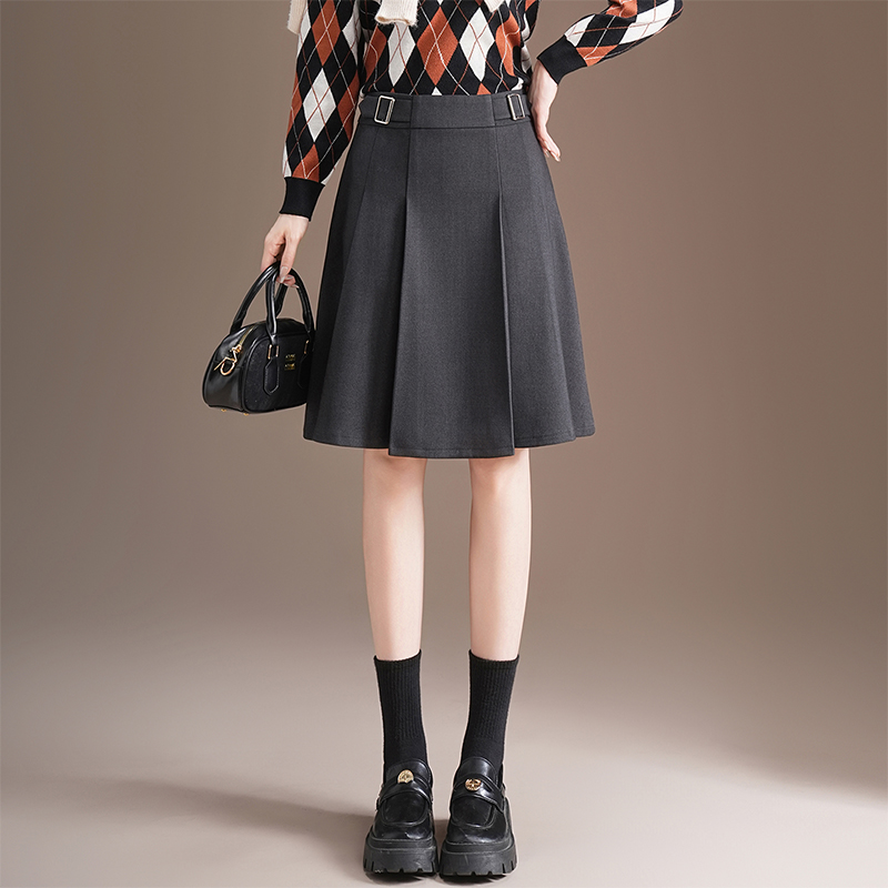 洋气短裙高腰毛呢洋气高腰高腰蓬蓬2025秋半身裙中款a字裙遮肚子