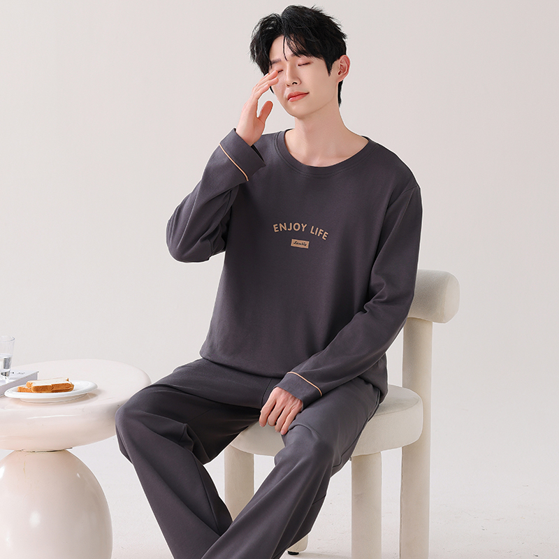 【纯棉】睡衣男春秋季长袖套头青少年薄款冬天家居服中年爸爸套装