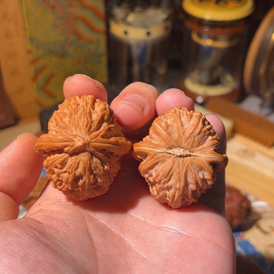 文玩核桃把件全品汉高白39（有黄）