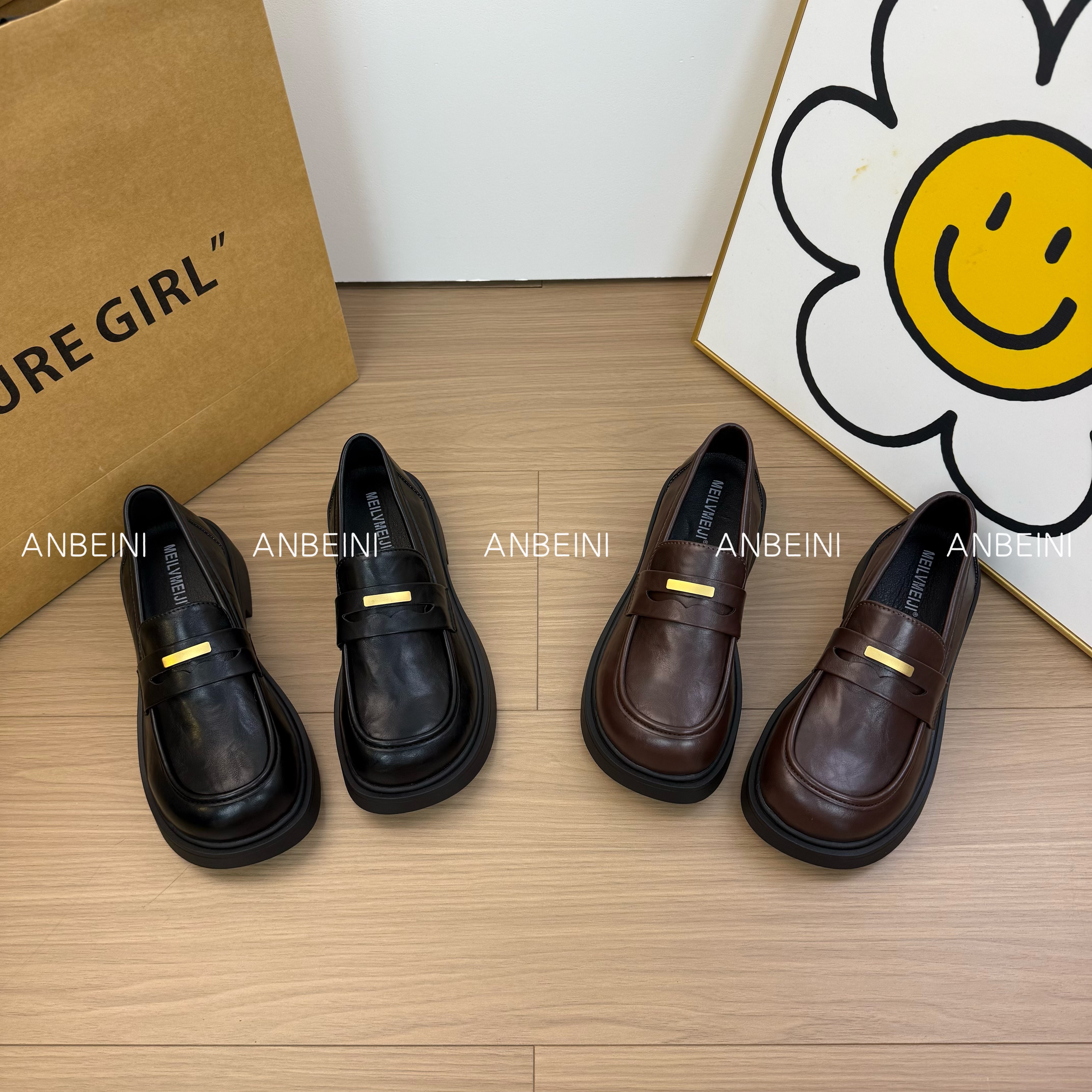 英伦风厚底JK小皮鞋女2025春秋新款百搭黑色乐福鞋一脚蹬软底单鞋