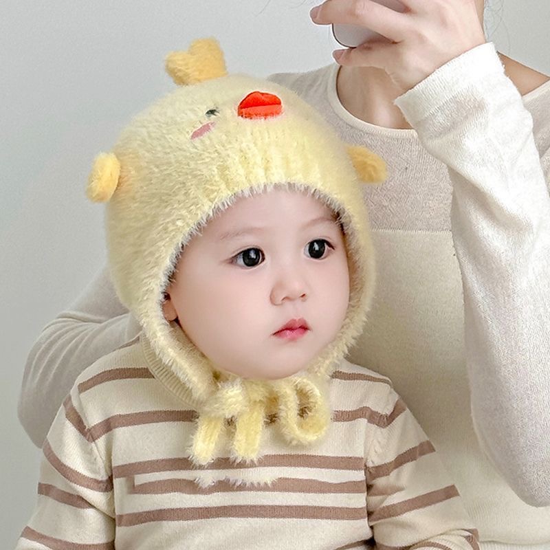 婴儿帽子秋冬季可爱洋气护耳帽宝宝冬天加厚防寒保暖帽针织毛线帽