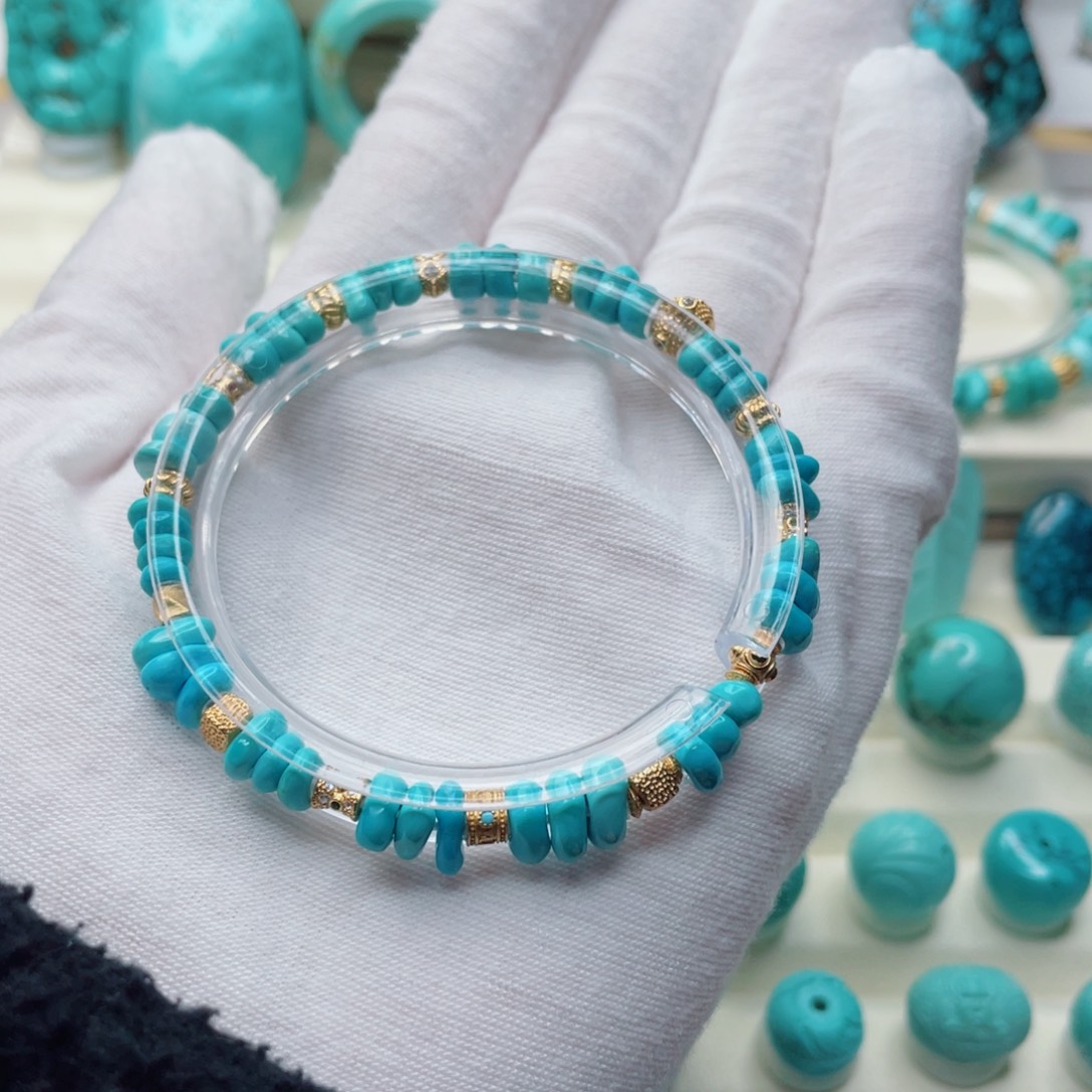 绿松石银S925镀金镶嵌珠宝奇石