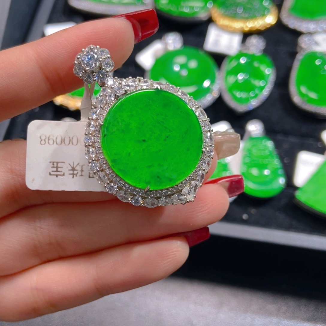 翡翠吊坠(不含链)银S925镶嵌