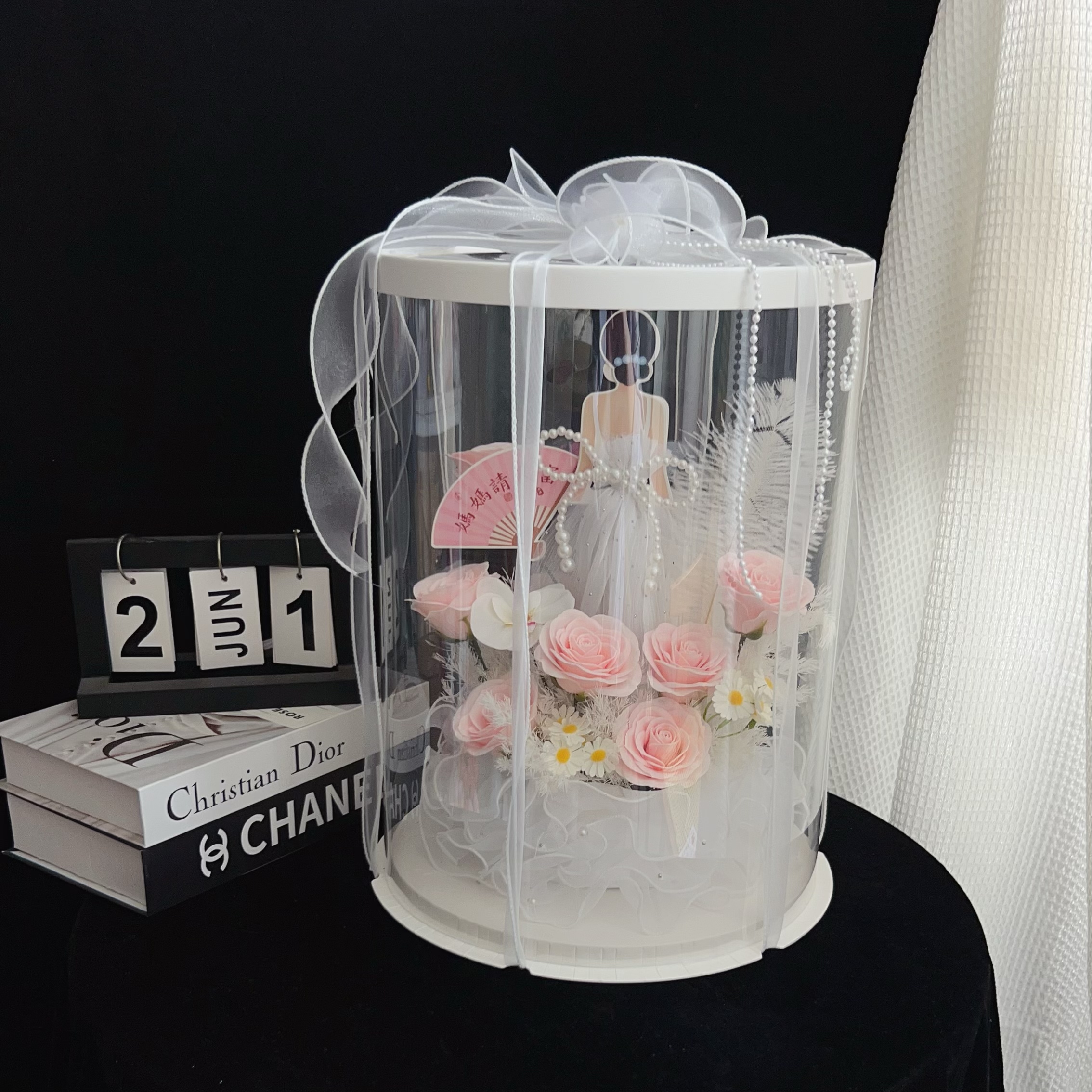 【花艺师刘莉专属】母亲节圆形方形透明蛋糕盒花束包装盒生日蛋糕盒