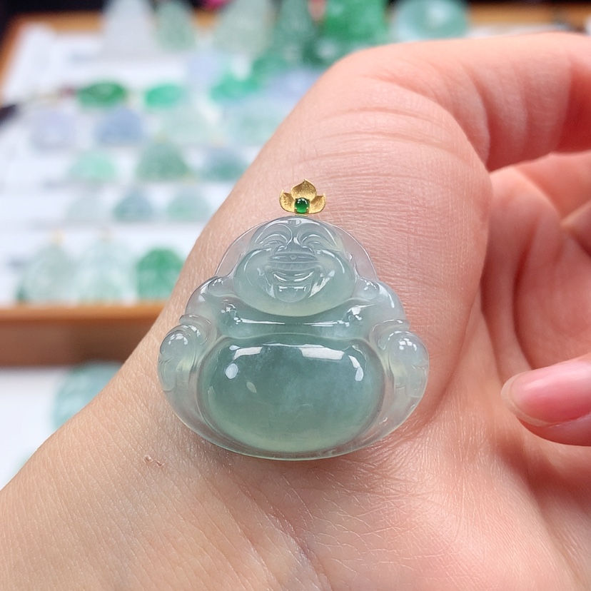 【闪购商品】翡翠吊坠(赠链)18K金镶嵌
