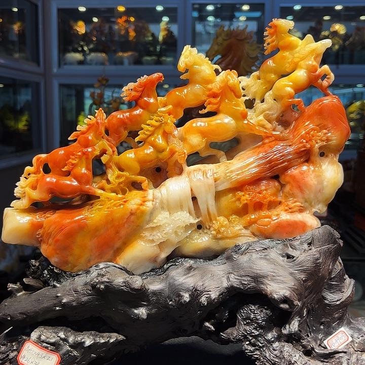 夕***红寿山石寿山石雕刻工艺品