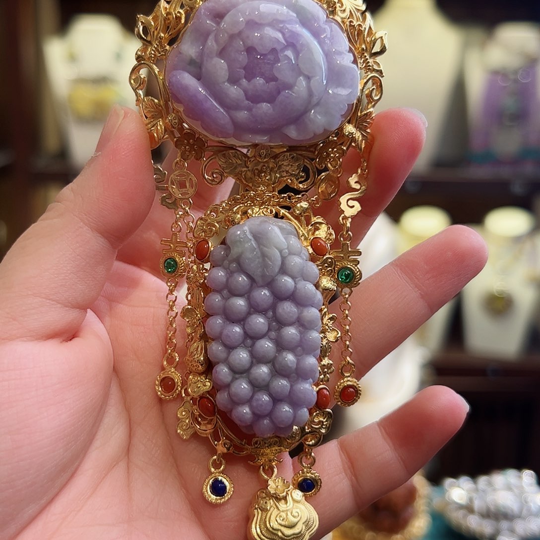 翡翠颈饰银S925镶嵌古风