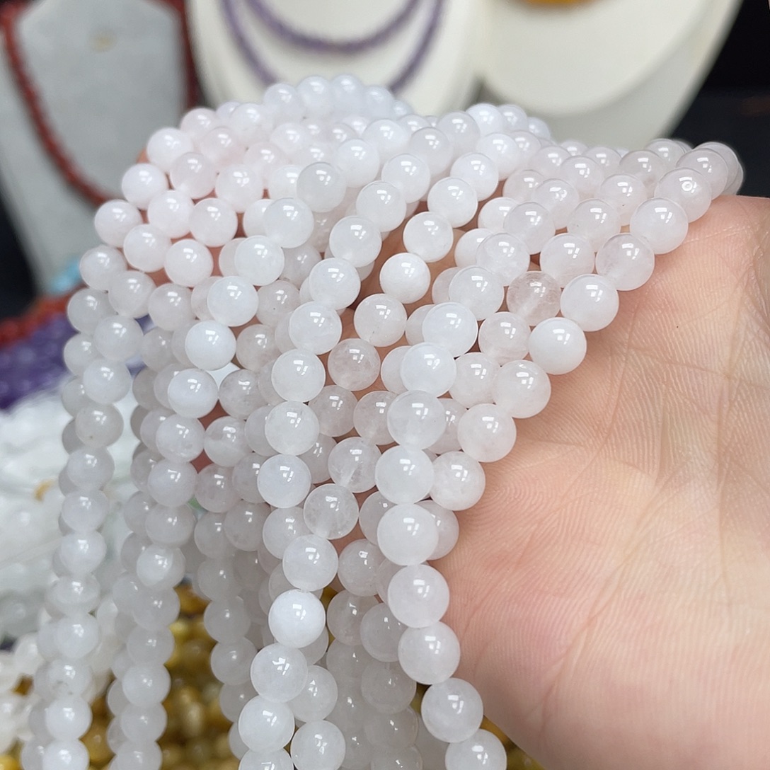 钛钢半成品玛瑙/玉髓白玉6m散珠