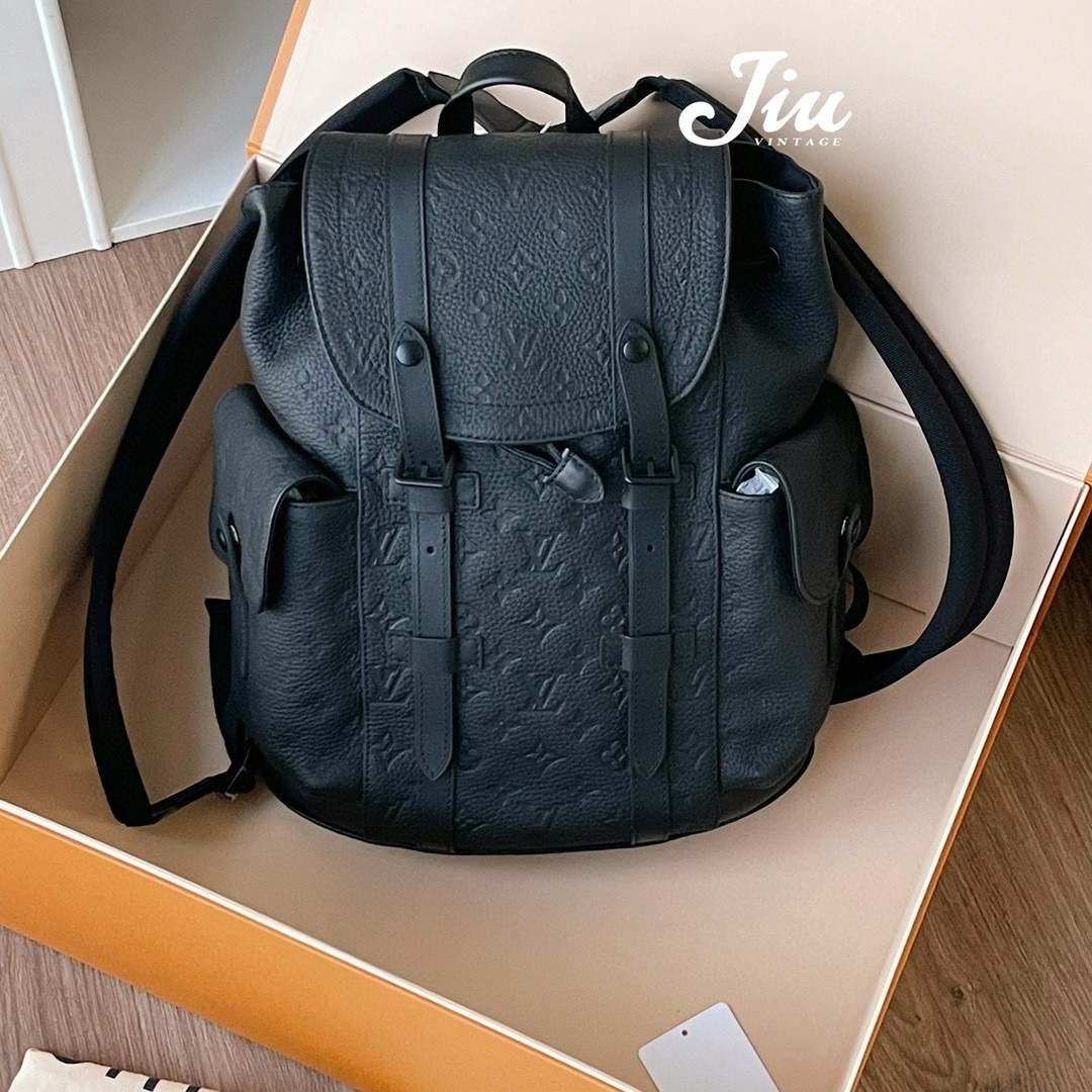 99新 LouisVuitton/路易威登 全皮logo压花小号双肩BJM12-1294