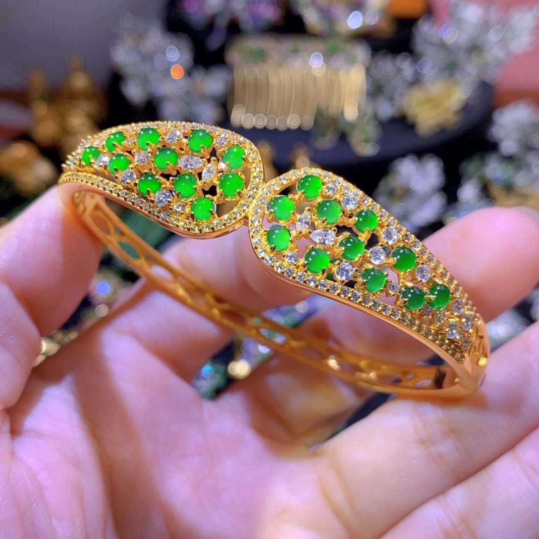 翡翠银S925镶嵌项圈天然