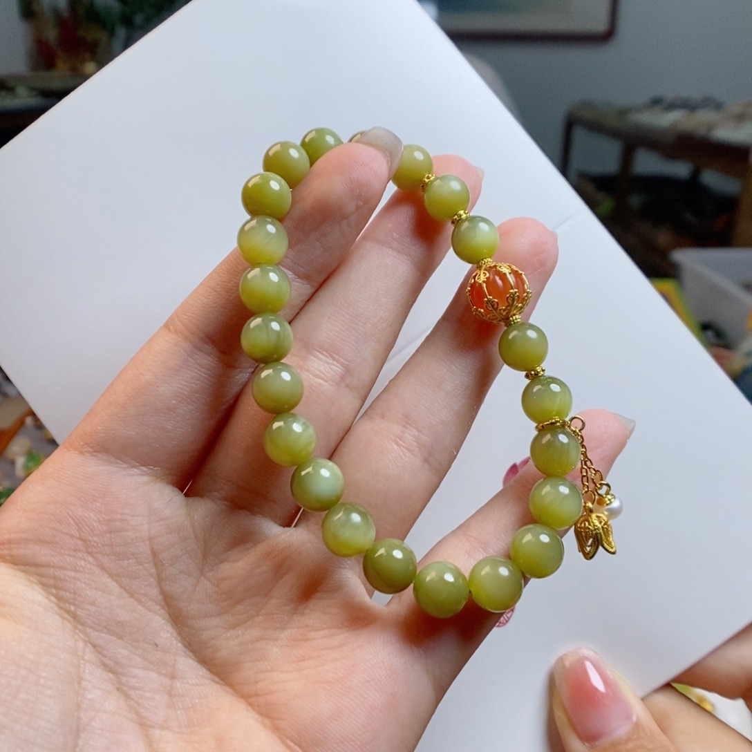 和田玉银S925镀金镶嵌颈饰约卡8