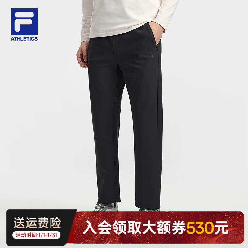 FILA斐乐男士加厚保暖高弹亲肤舒适休闲直筒运动长裤A11M611601F