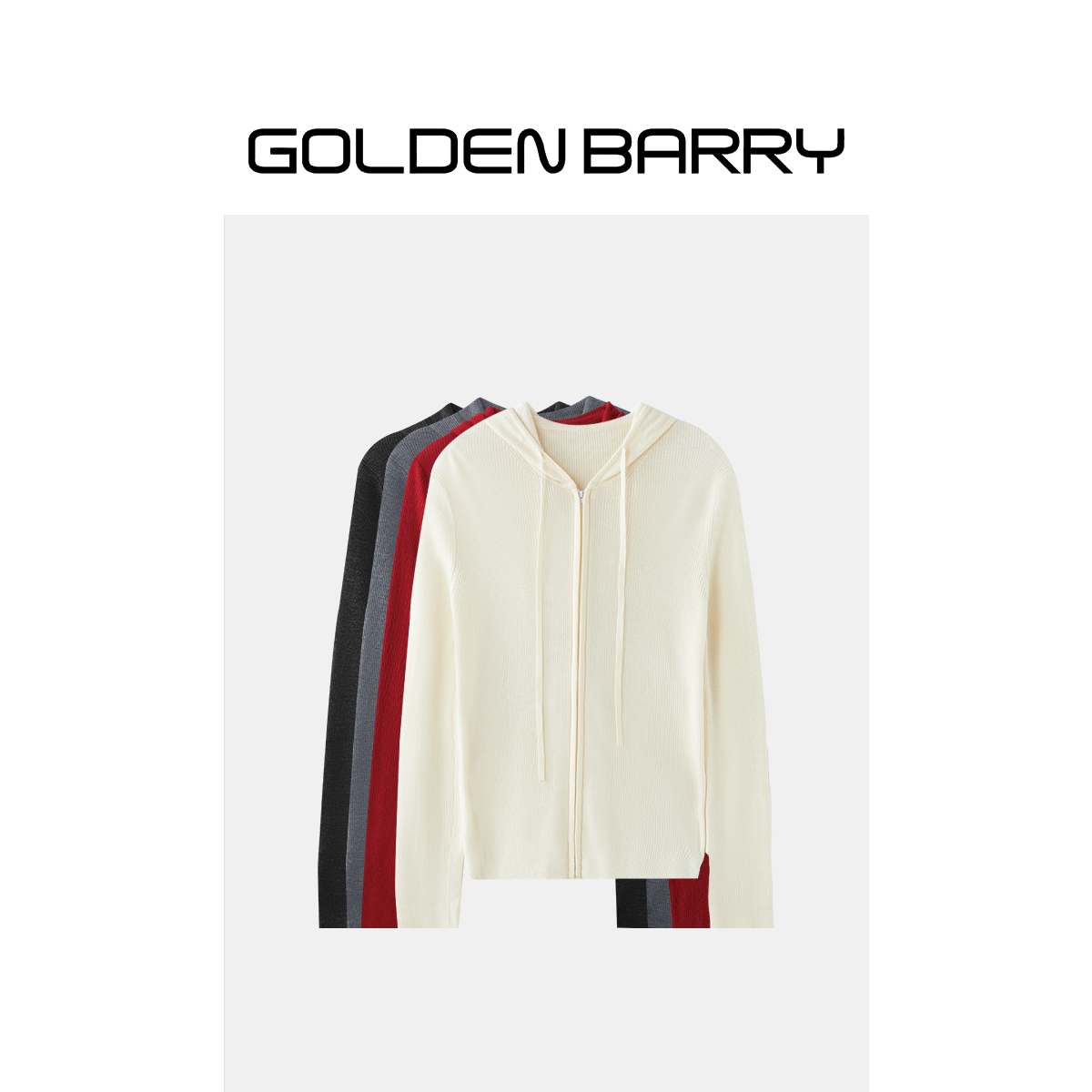 GOLDENBARRY|241048/241063极简纯色羊毛连帽开衫宽松百搭长袖