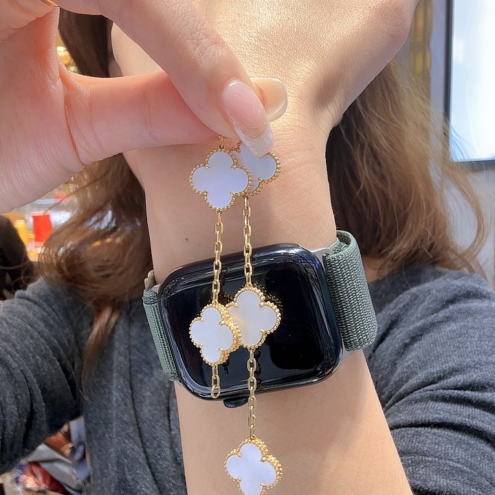 贝壳（贝母）手链18K金镶嵌15mm草