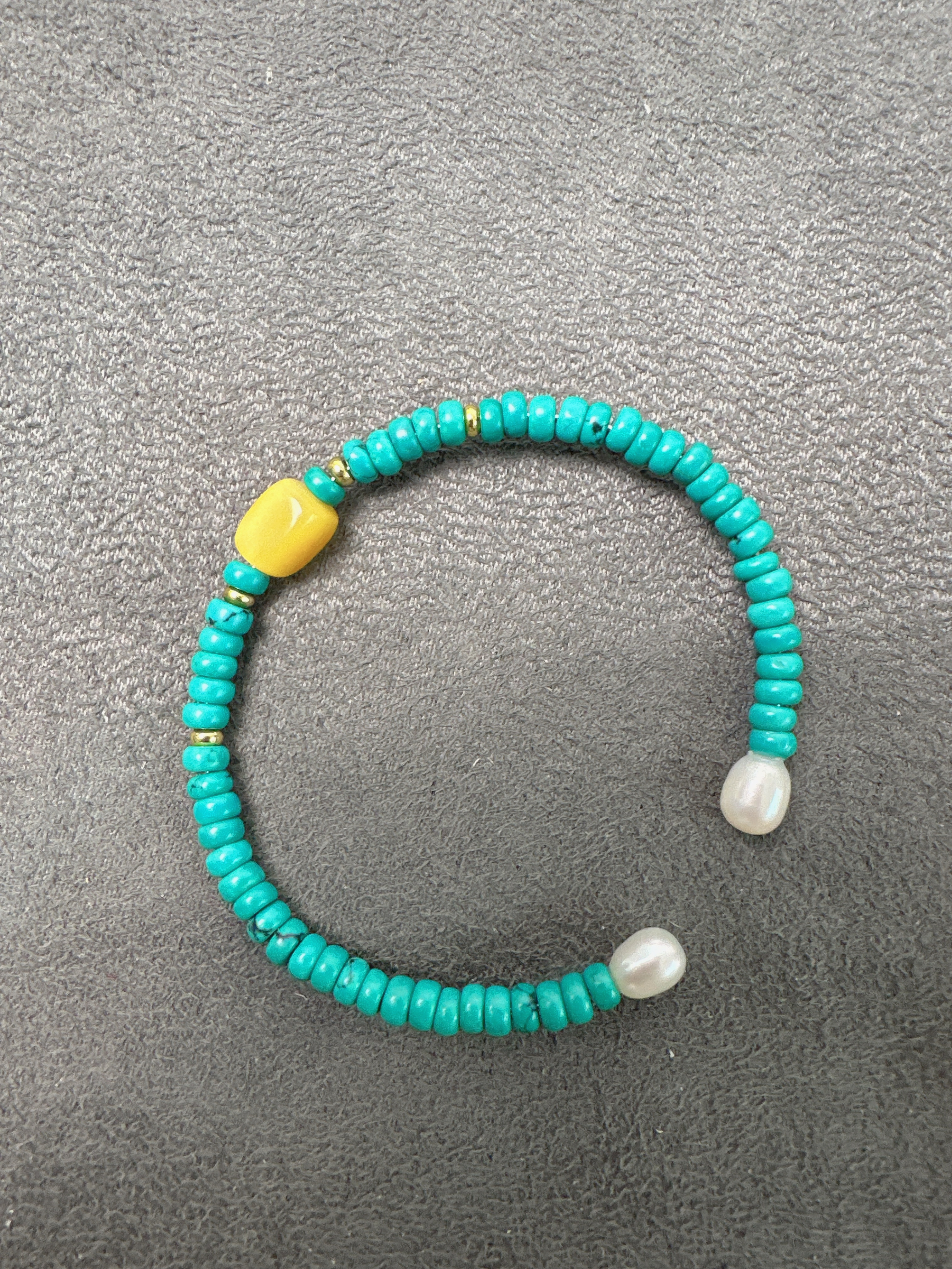 铜合金石英石手链 仿绿松石经典绿色手链