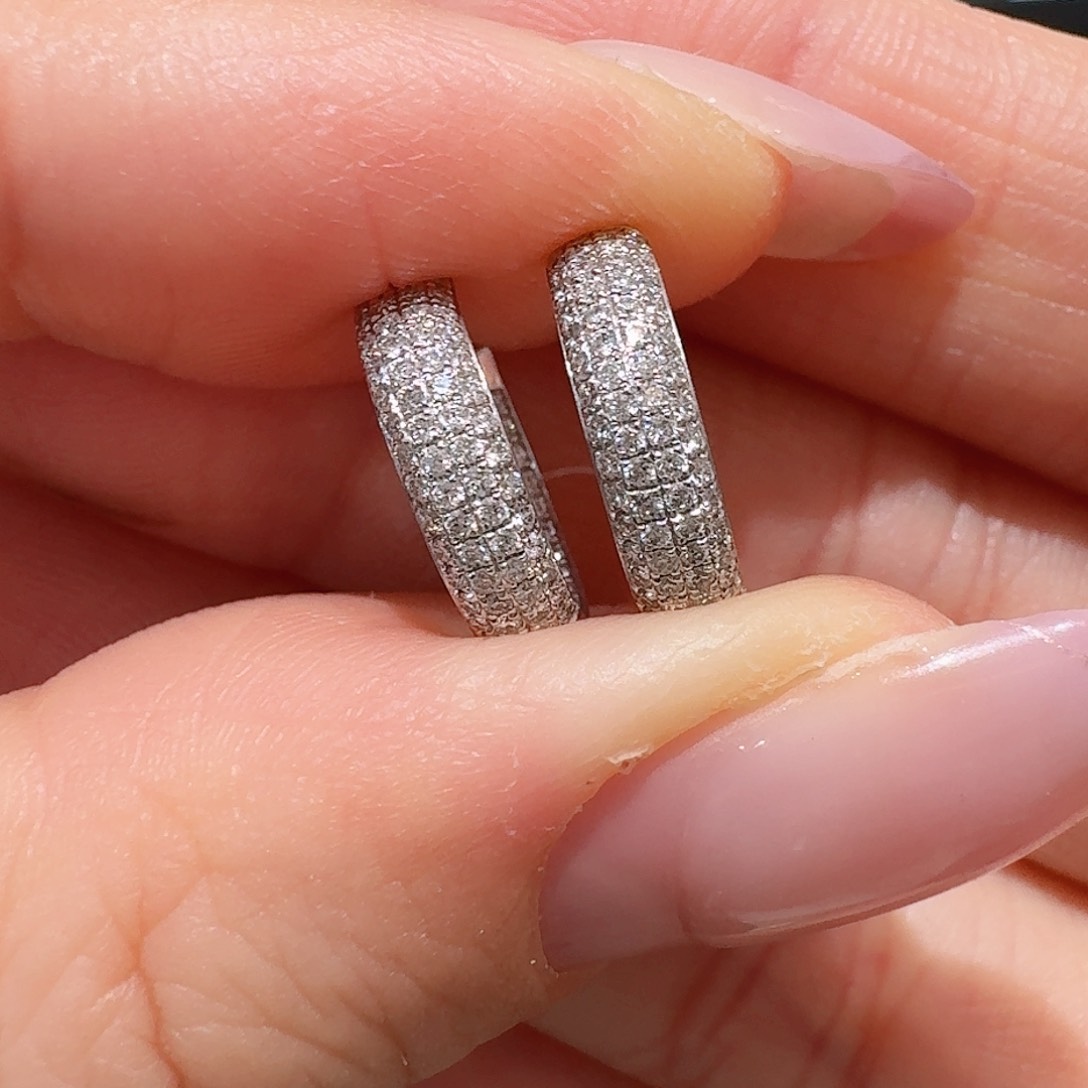 合成钻石耳饰18K金镶嵌