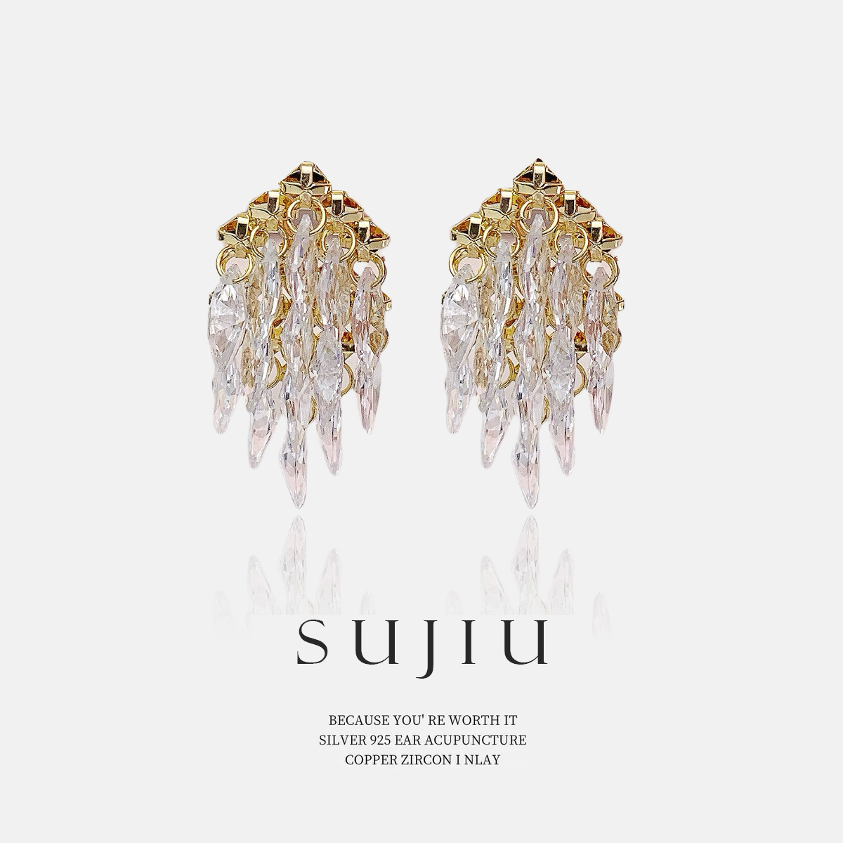 铜合金耳饰 SUJIU 925银针【风花雪月】法式精致耳钉耳环耳坠7322