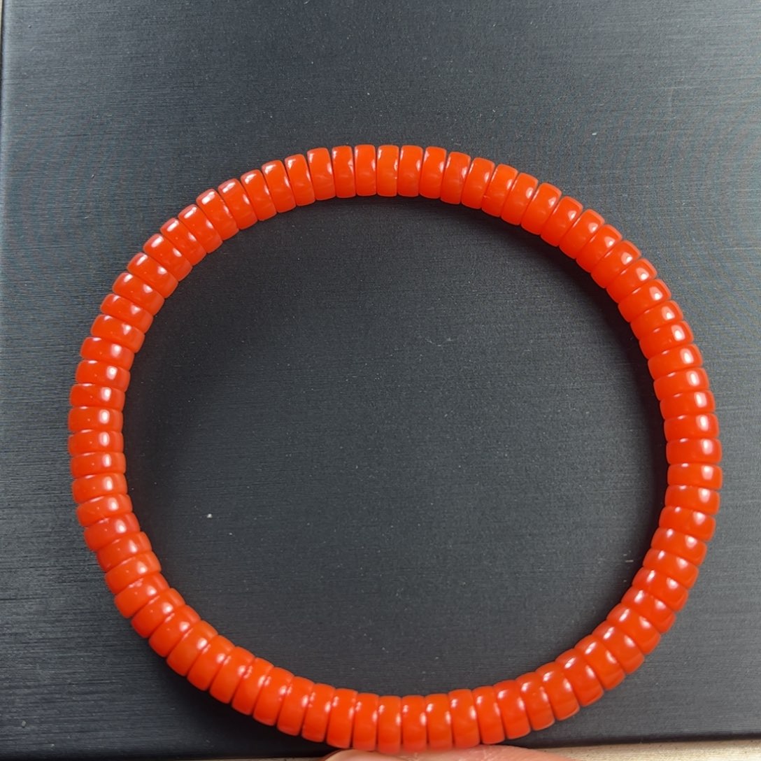 未镶嵌手链南红玛瑙柿子红药片手串5mm+