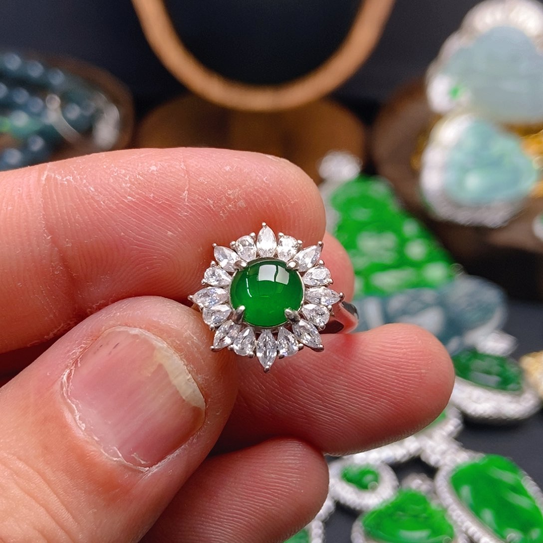 翡翠戒指银S925镶嵌906戒指