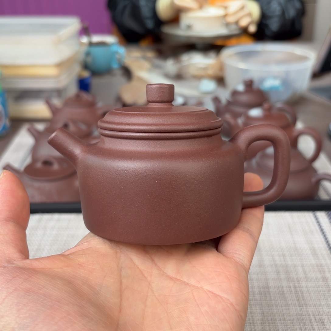 紫砂茶壶半手工老紫泥德钟壶150cc