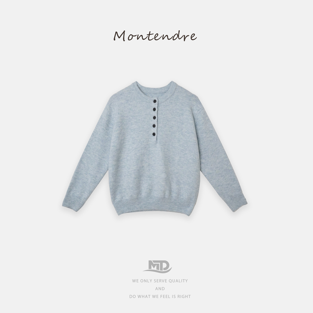 【Montendre】秋冬新款 H 亨利领羊毛高知穿搭针织衫百搭慵懒风上衣