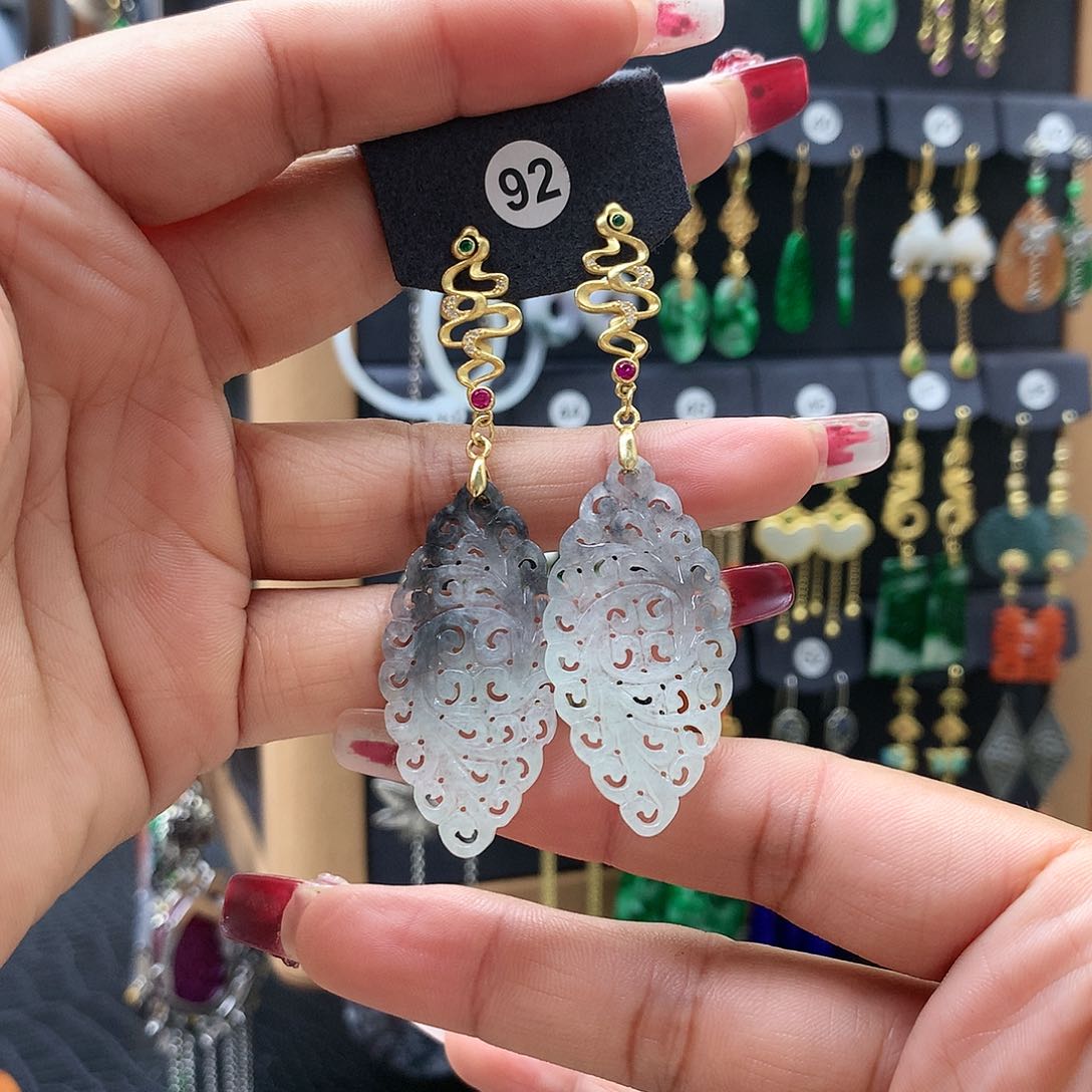 【闪购商品】翡翠耳饰银S925镶嵌彩*?耳坠