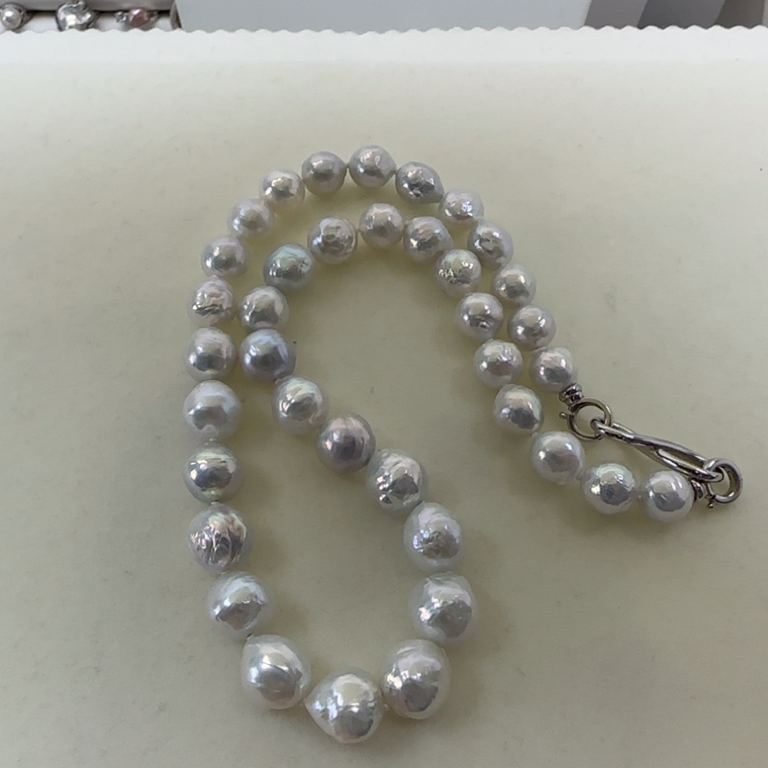 淡水珍珠项链银S925镶嵌飞