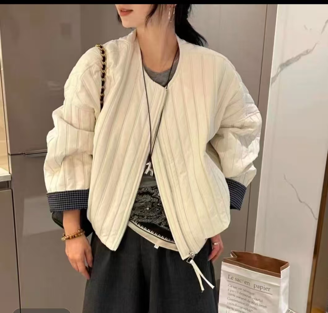 欧货开衫薄棉外套女短款秋季2025新款百搭宽松休闲夹克开衫棒球服