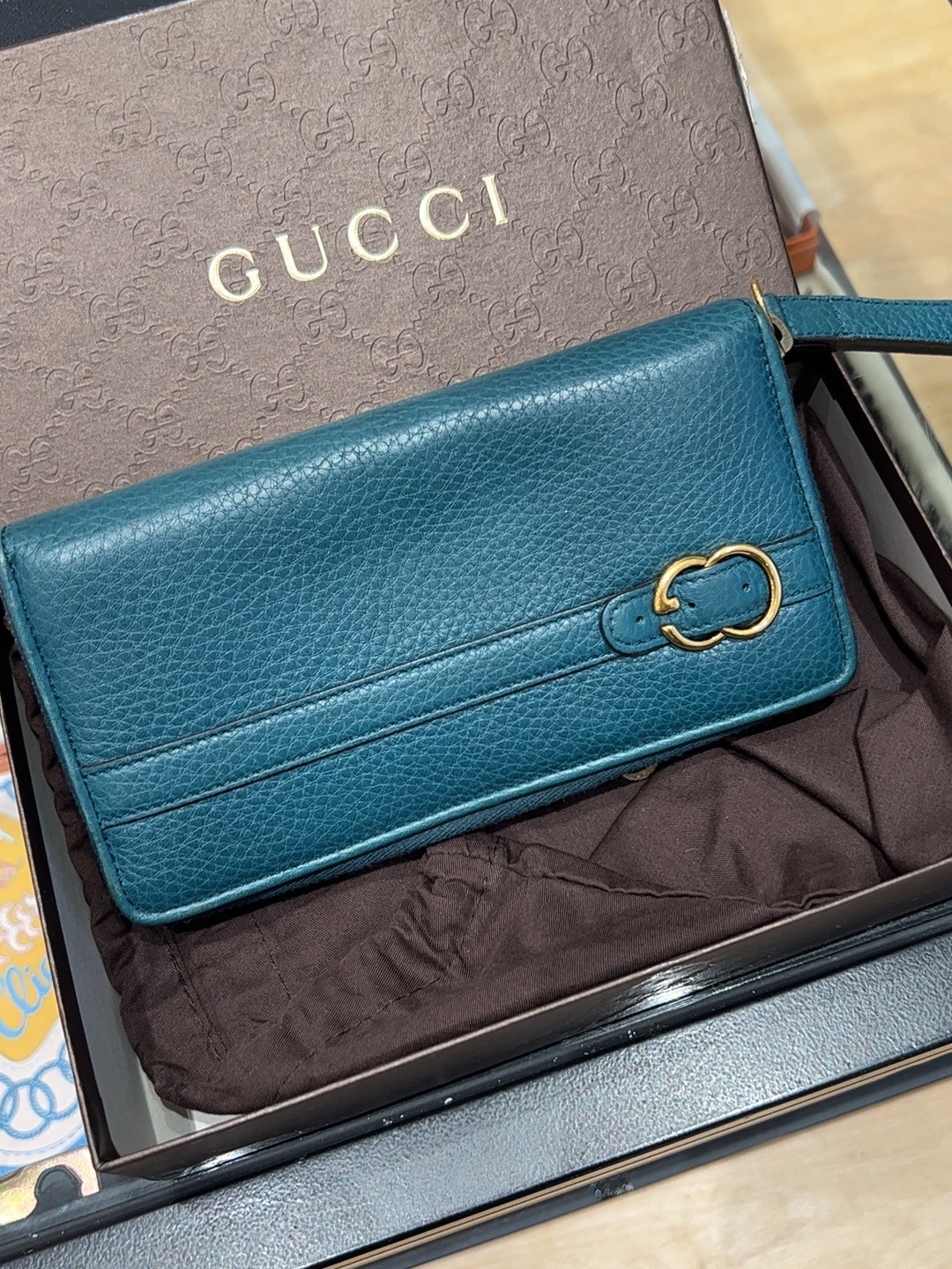 95新 GUCCI/古驰 古驰中古皮钱包手拿包