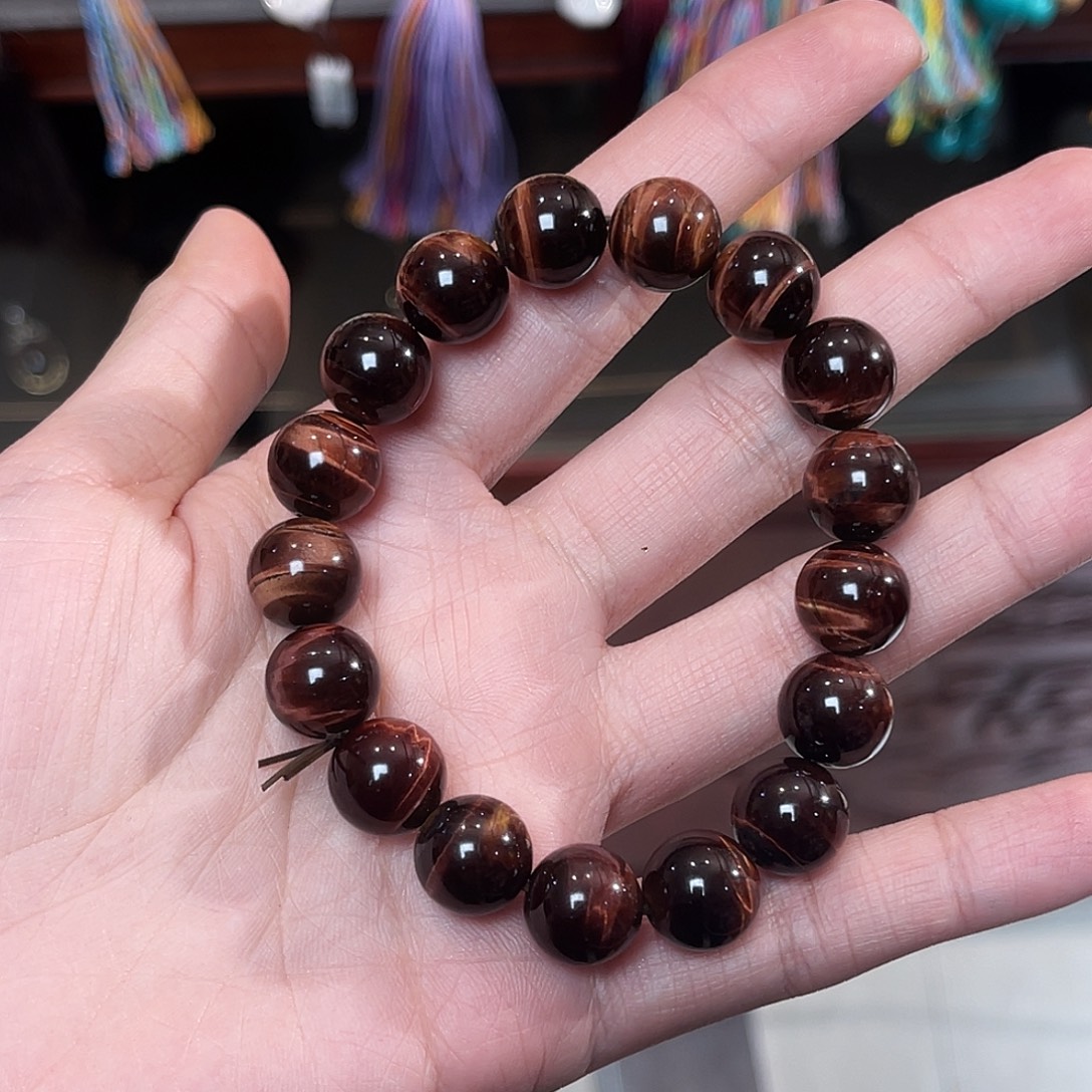 沙***眼秒杀 1.2天然红虎手串眼